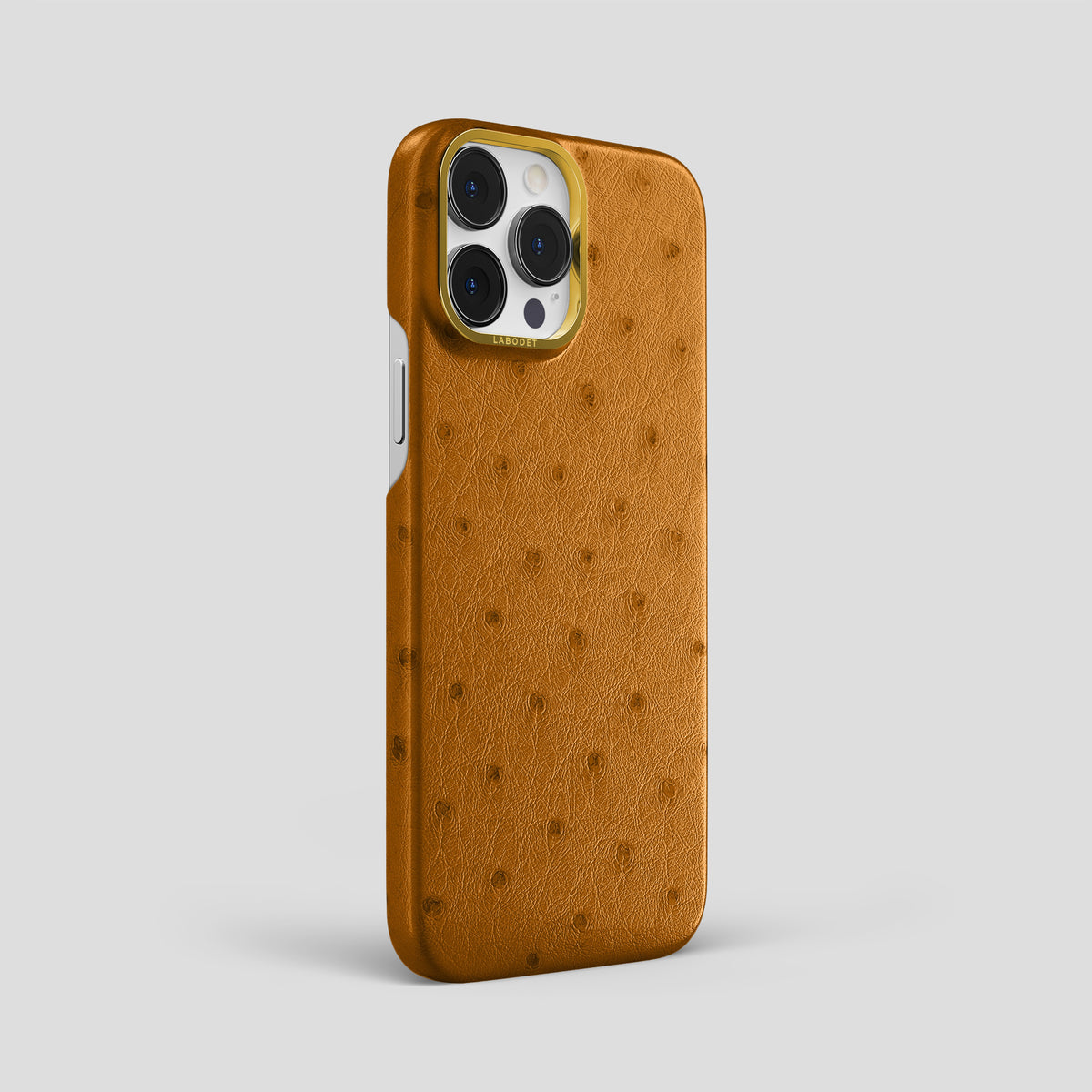 Chestnut iPhone 15 Pro Max Classic Case Ostrich with Gold Metal -2 | Chestnut-Gold