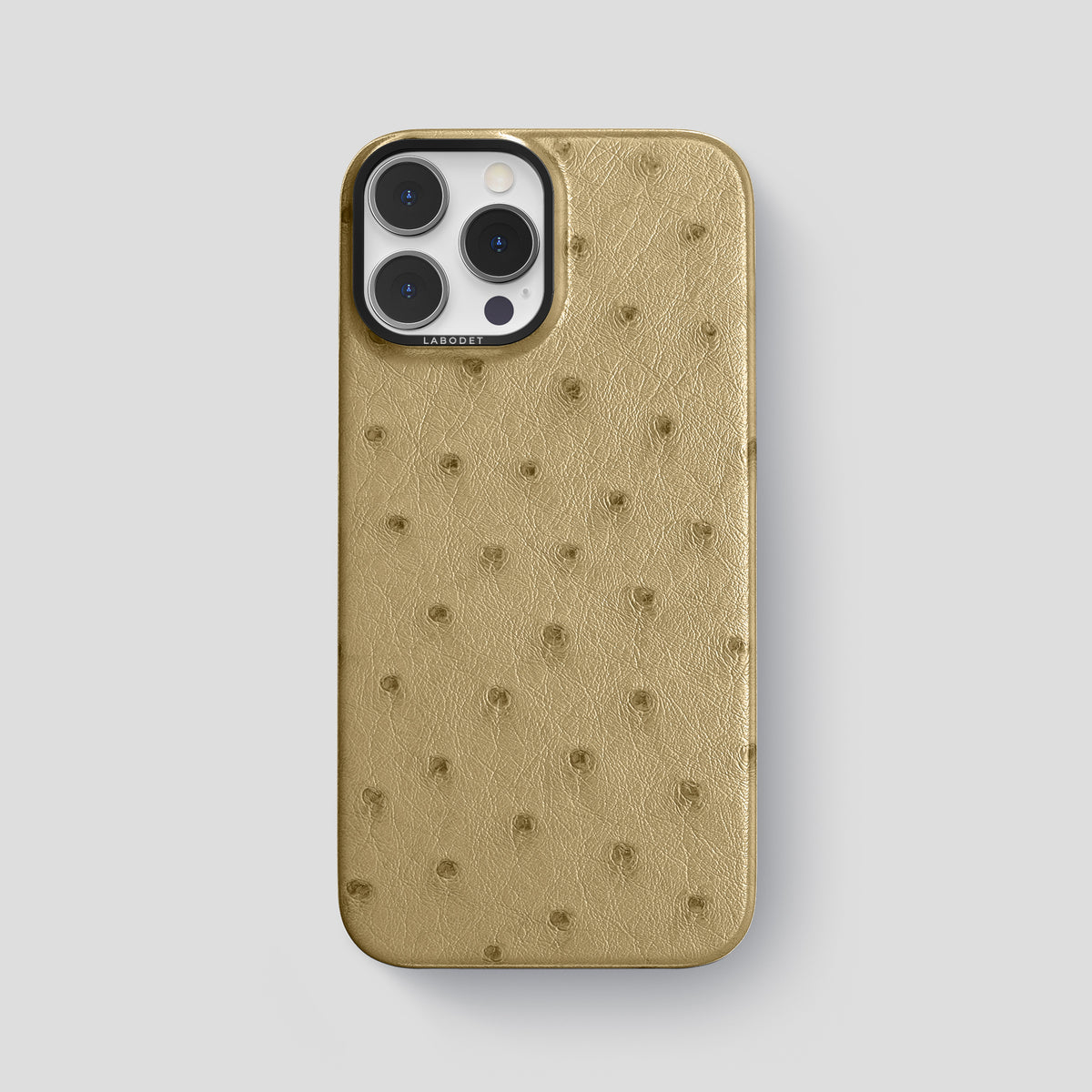 Desert-Sand iPhone 15 Pro Max Classic Case Ostrich with Black Metal -1 | Desert-Sand-Black