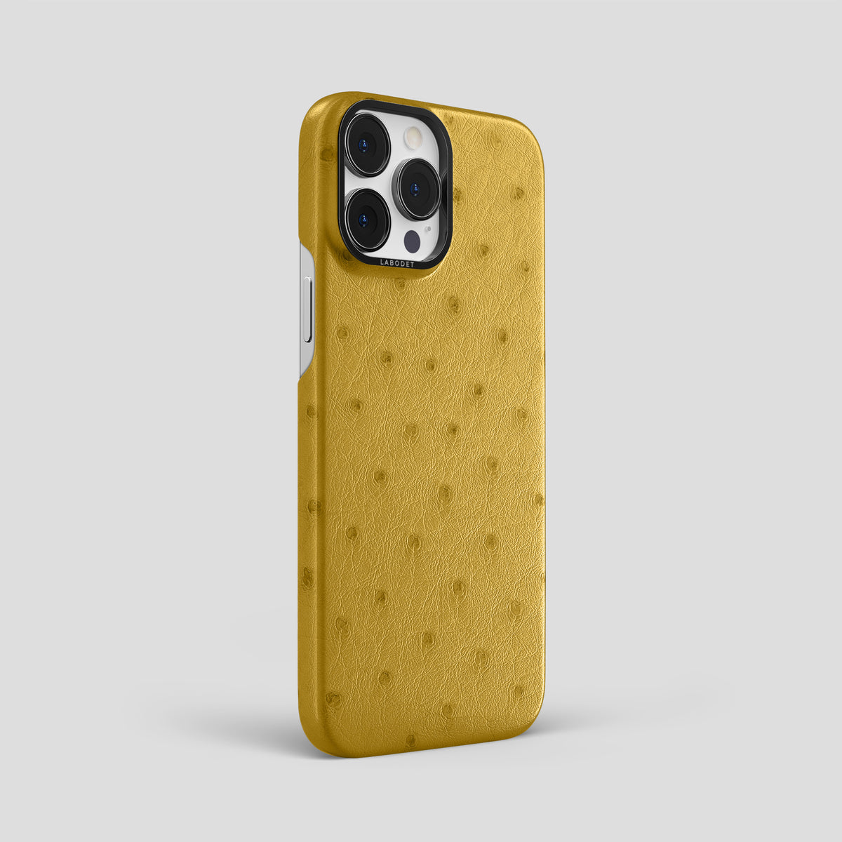 Gold iPhone 15 Pro Max Classic Case Ostrich with Black Metal -2 | Gold-Black