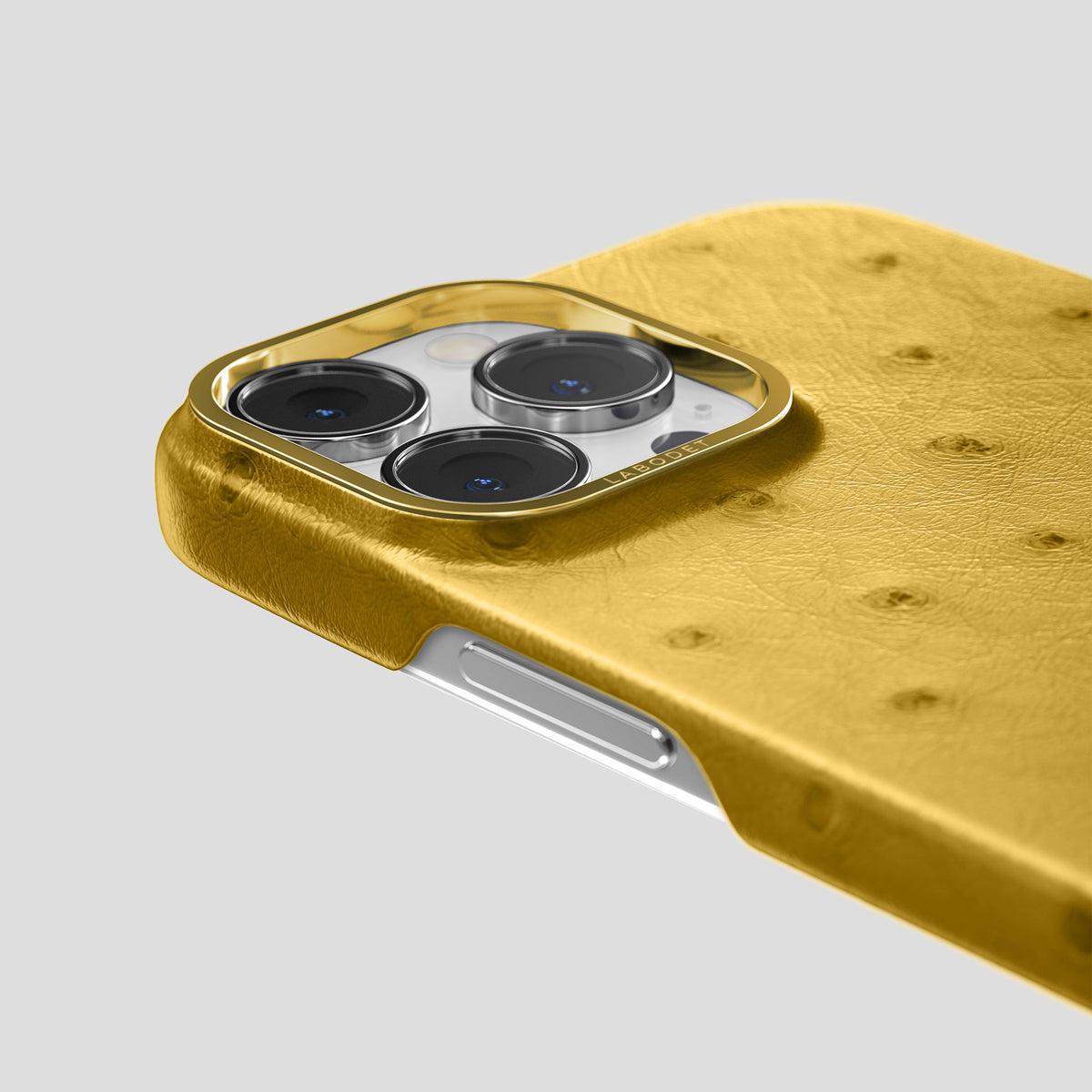 Gold iPhone 15 Pro Max Classic Case Ostrich with Gold Metal -5 | Gold-Gold