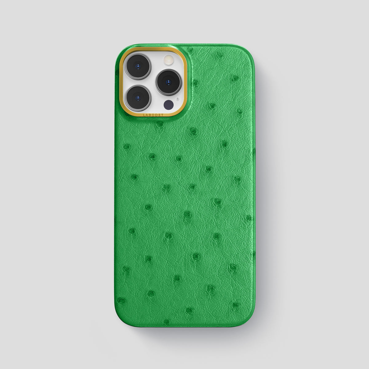 Kentucky Green iPhone 15 Pro Max Classic Case Ostrich with Gold Metal -1 | Kentucky-Green-Gold