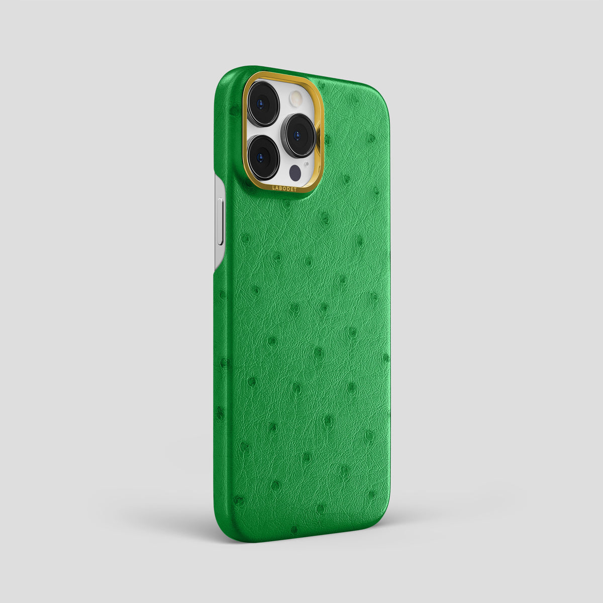 Kentucky Green iPhone 15 Pro Max Classic Case Ostrich with Gold Metal -2 | Kentucky-Green-Gold