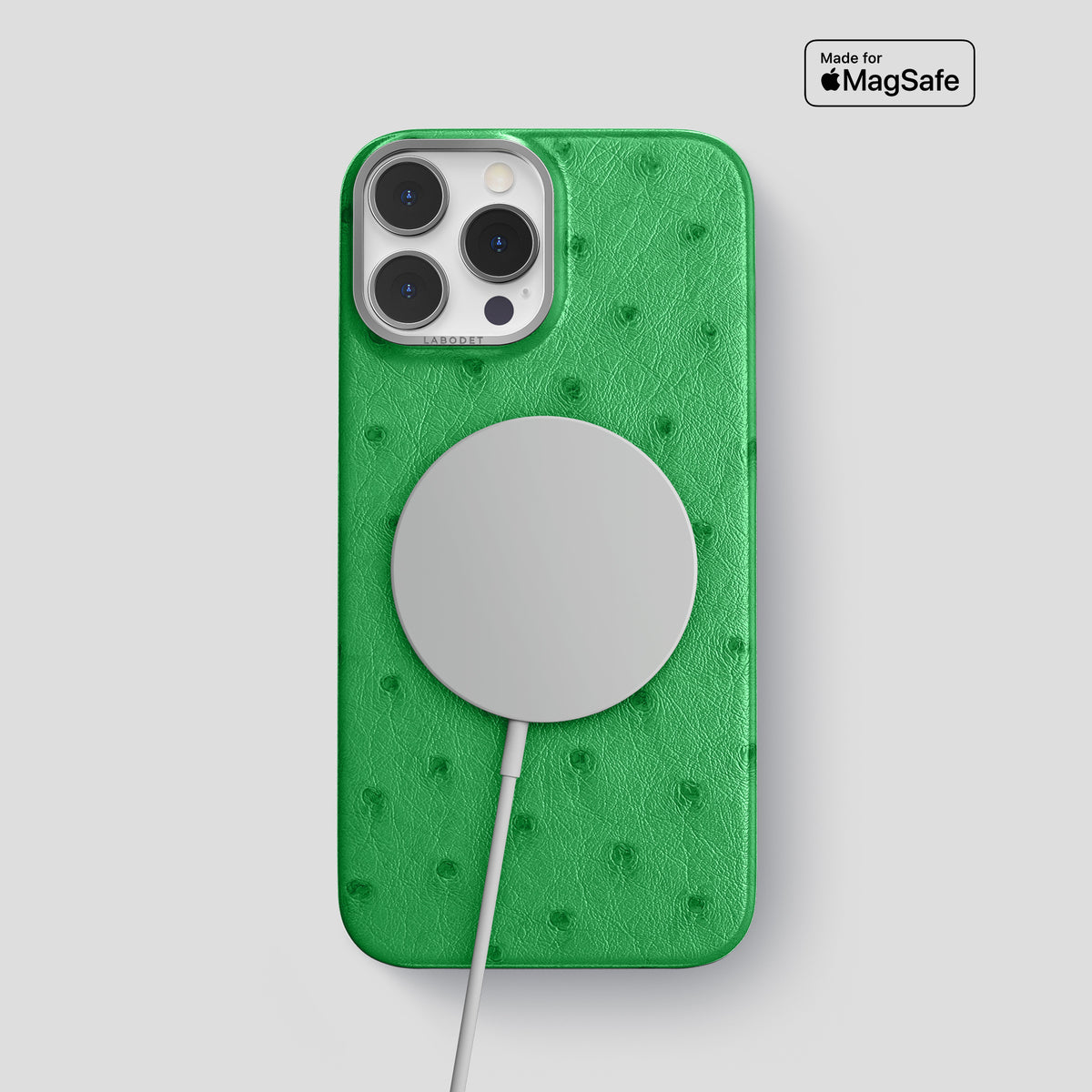 Kentucky Green iPhone 15 Pro Max Classic Case Ostrich with Steel Metal -4 | Kentucky-Green-Steel