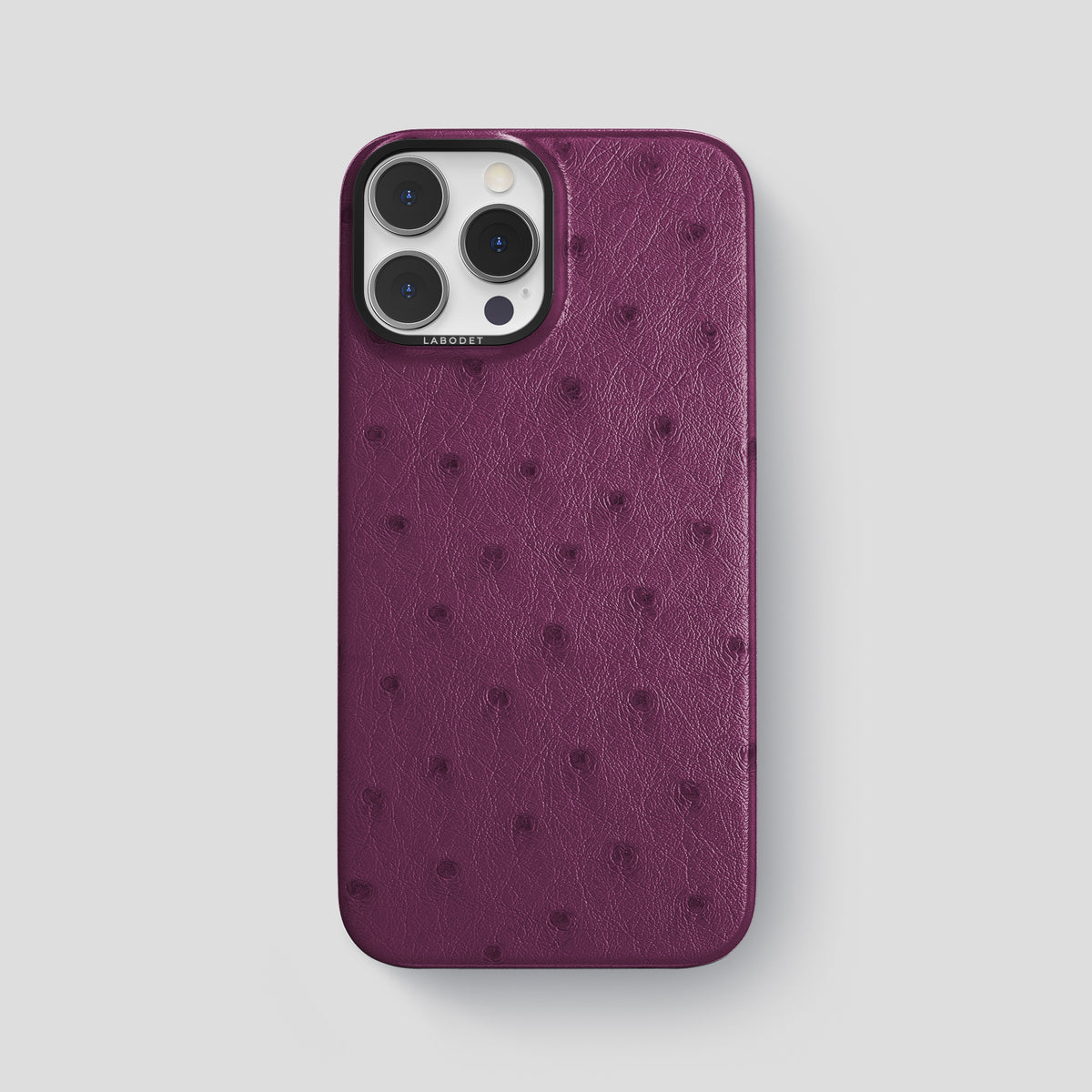 Purple iPhone 15 Pro Max Classic Case Ostrich with Black Metal -1 | Purple-Black