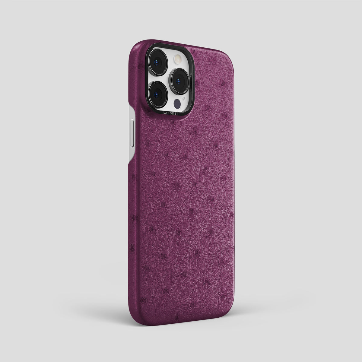 Purple iPhone 15 Pro Max Classic Case Ostrich with Black Metal -2 | Purple-Black