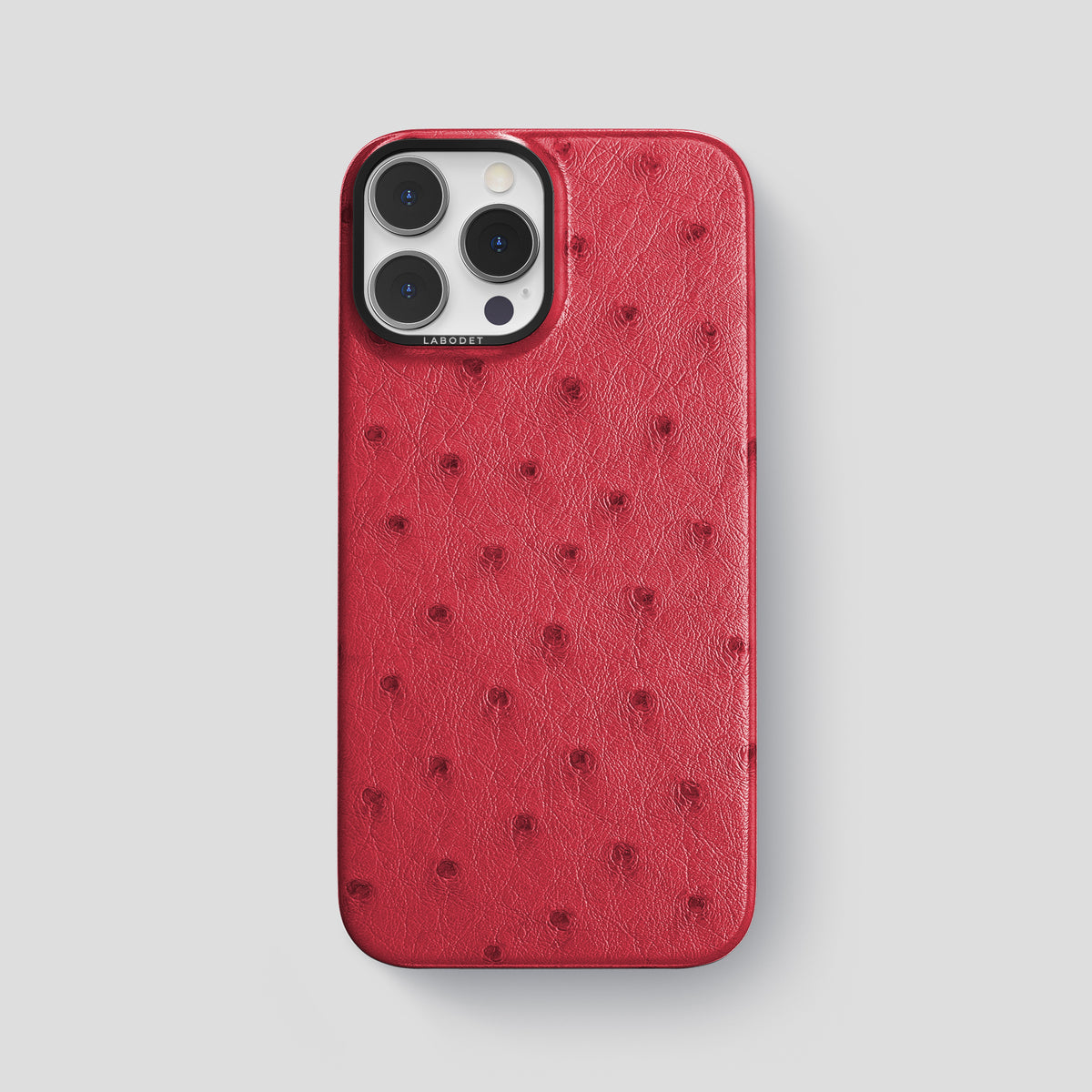 Red iPhone 15 Pro Max Classic Case Ostrich with Black Metal -1 | Red-Black