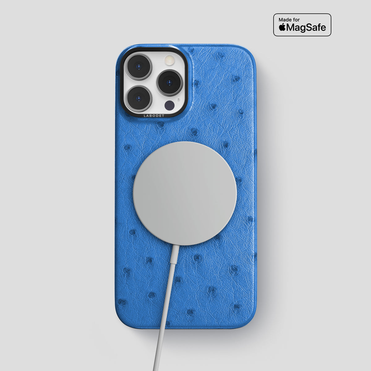 Royal-Blue iPhone 15 Pro Max Classic Case Ostrich with Black Metal -4 | Royal-Blue-Black