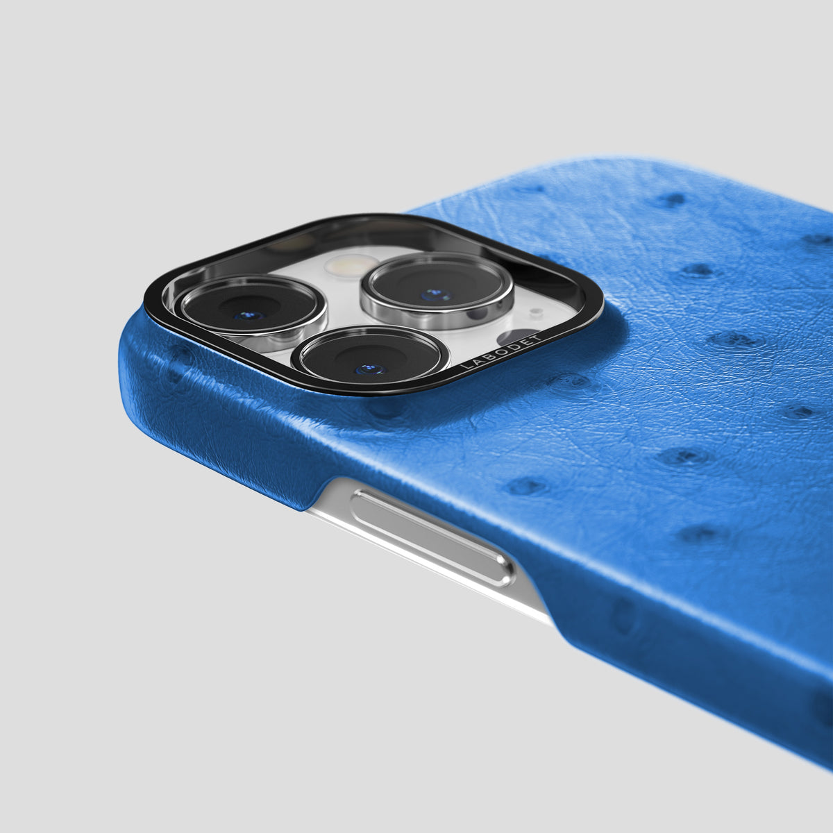 Royal-Blue iPhone 15 Pro Max Classic Case Ostrich with Black Metal -5 | Royal-Blue-Black