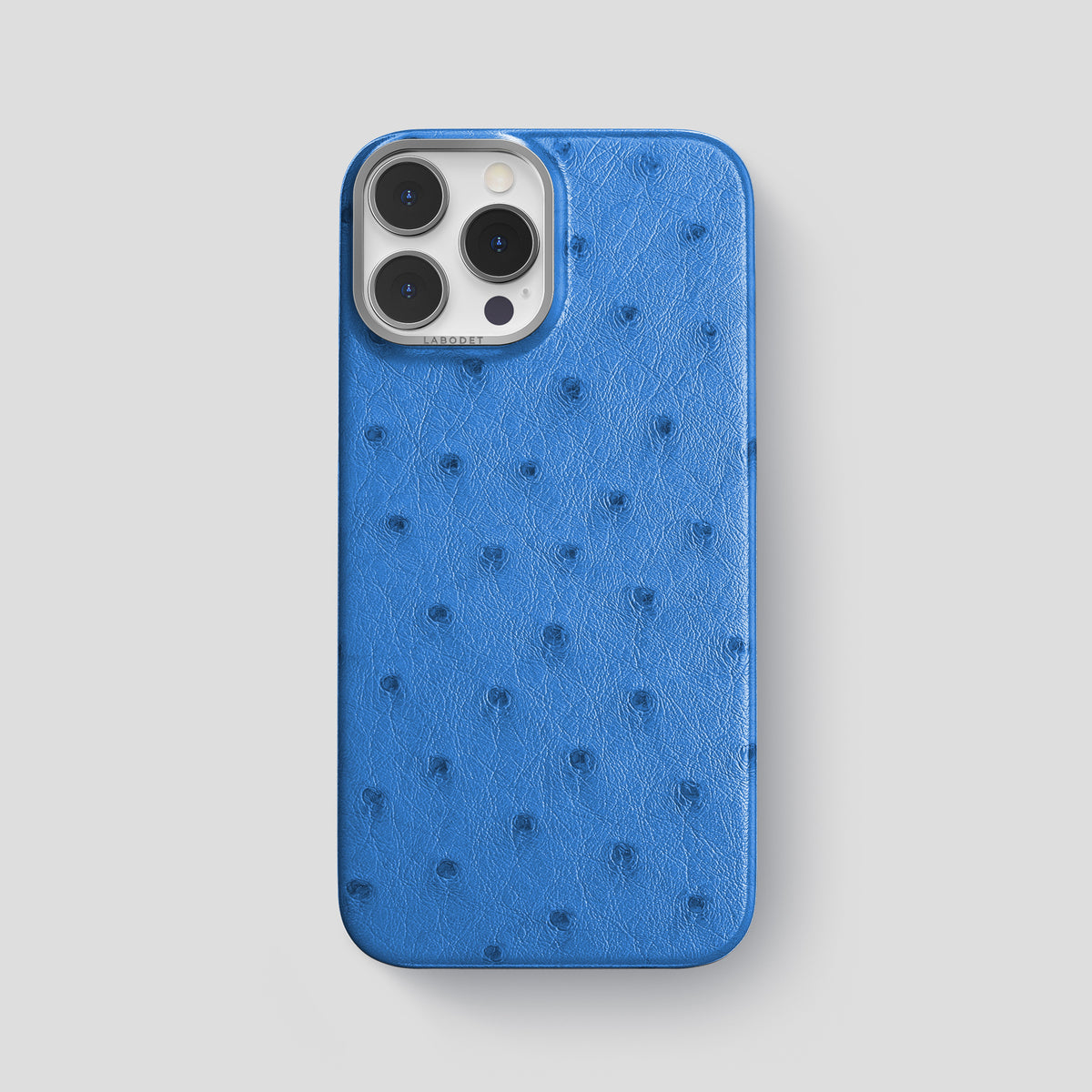 Royal-Blue iPhone 15 Pro Max Classic Case Ostrich with Steel Metal -1 | Royal-Blue-Steel