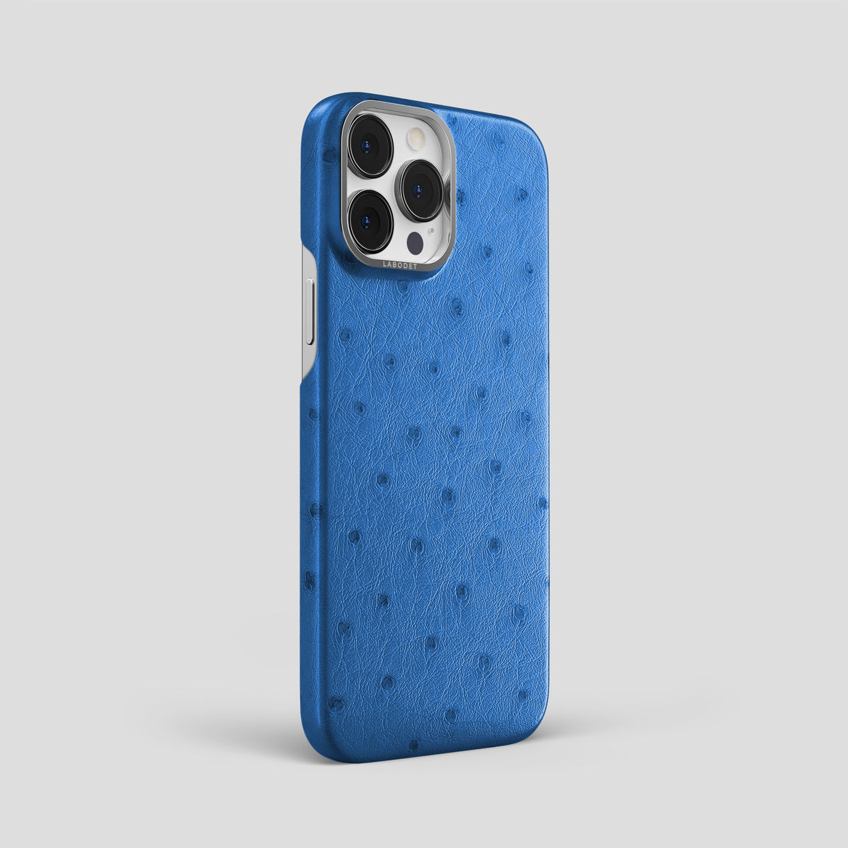 Royal-Blue iPhone 15 Pro Max Classic Case Ostrich with Steel Metal -2 | Royal-Blue-Steel