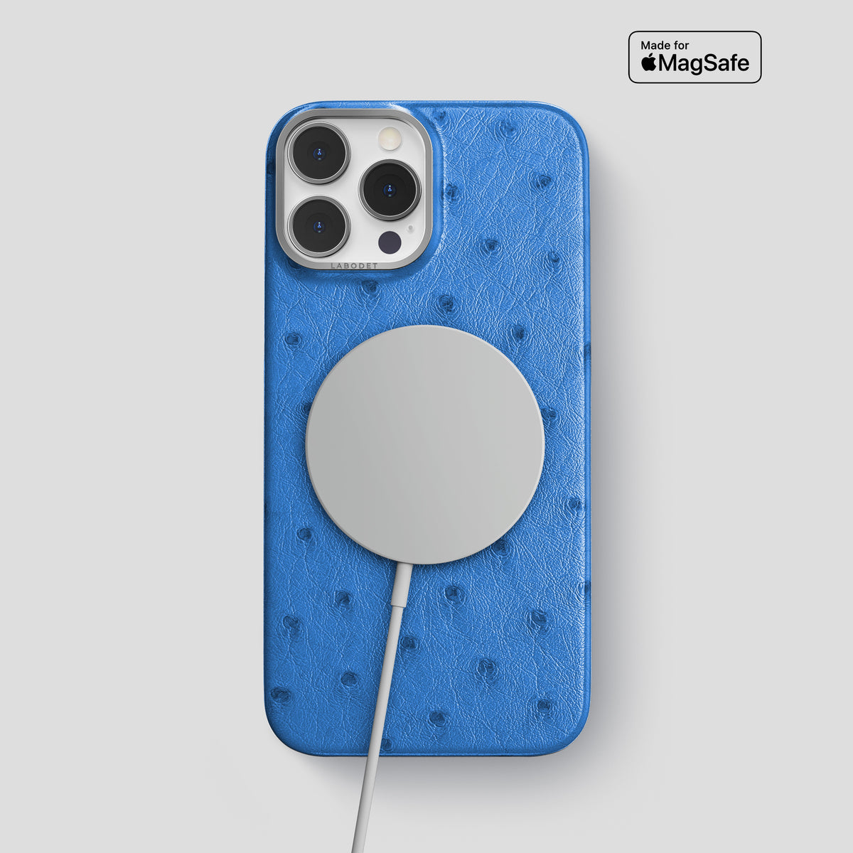 Royal-Blue iPhone 15 Pro Max Classic Case Ostrich with Steel Metal -4 | Royal-Blue-Steel