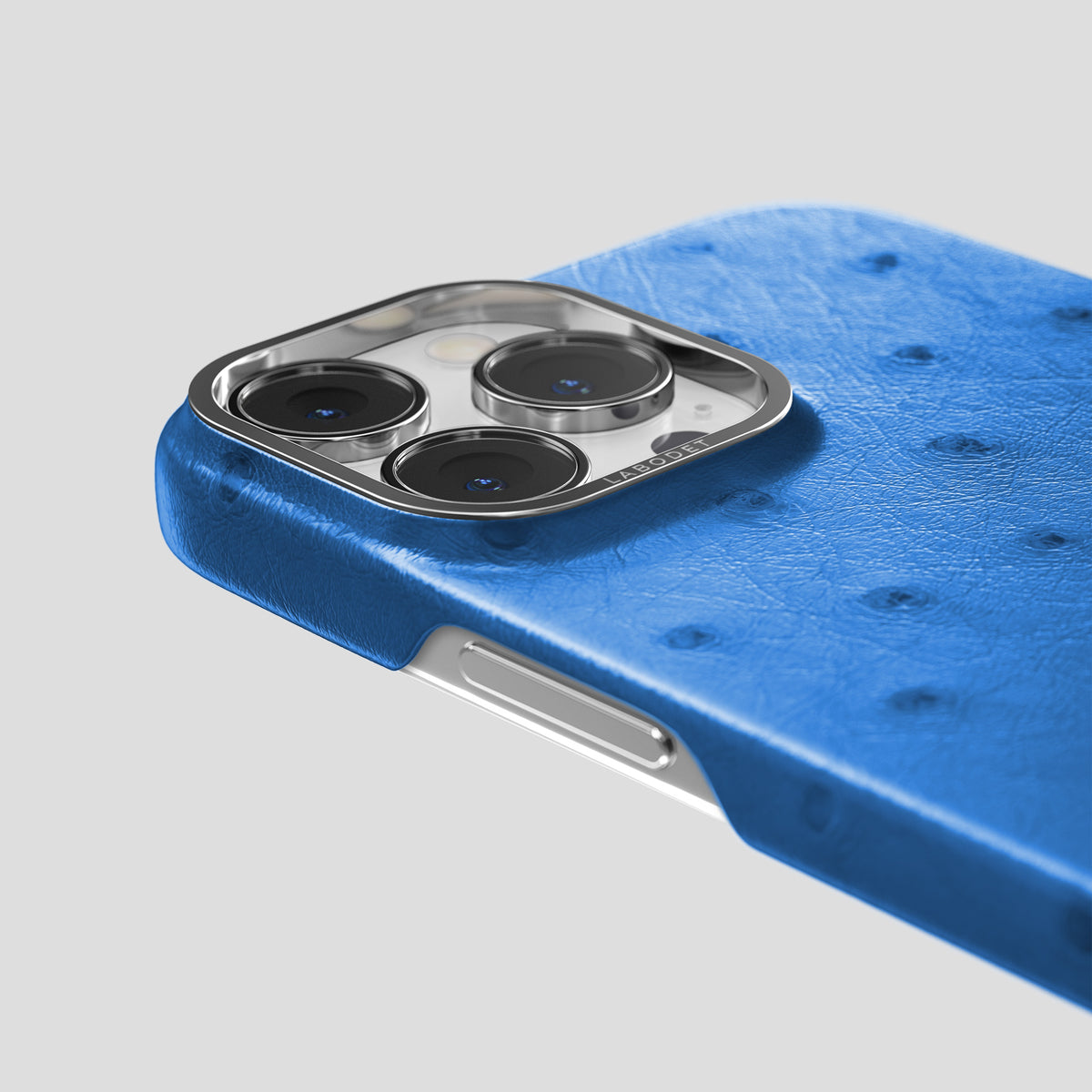 Royal-Blue iPhone 15 Pro Max Classic Case Ostrich with Steel Metal -5 | Royal-Blue-Steel