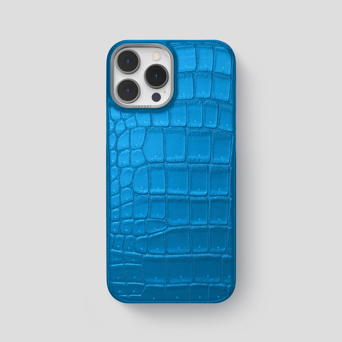 Blue-Lagoon iPhone 15 Pro Max Classic Case Porosus Crocodile with Steel Metal -1 | Blue-Lagoon-Steel