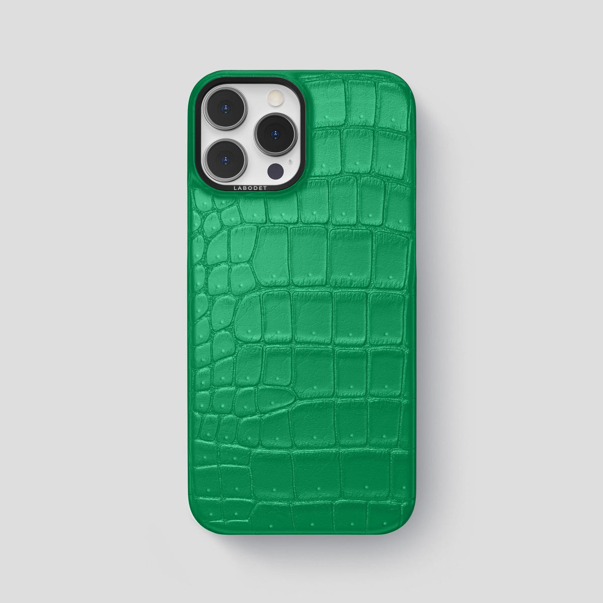 Cactus-Green iPhone 15 Pro Max Classic Case Porosus Crocodile with Black Metal -1 | Cactus-Green-Black