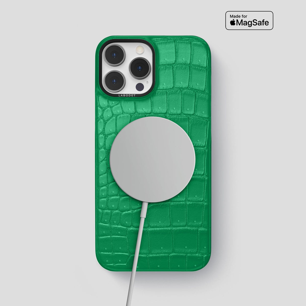 Cactus-Green iPhone 15 Pro Max Classic Case Porosus Crocodile with Black Metal -5 | Cactus-Green-Black
