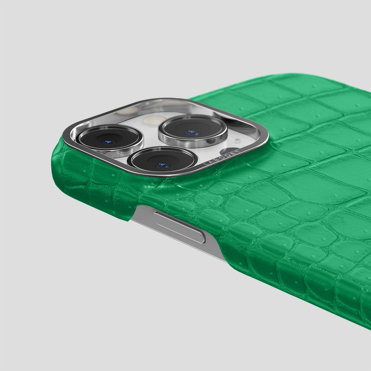 Cactus-Green iPhone 15 Pro Max Classic Case Porosus Crocodile with Steel Metal -6 | Cactus-Green-Steel