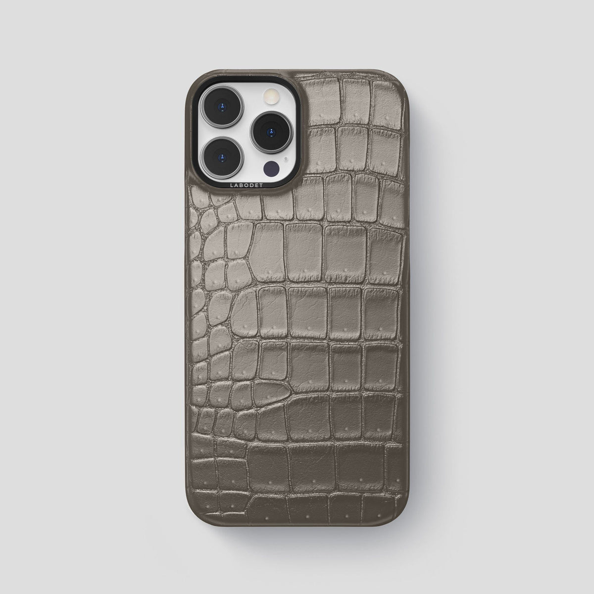 Lava-Stone iPhone 15 Pro Max Classic Case Porosus Crocodile with Black Metal -1 | Lava-Stone-Black