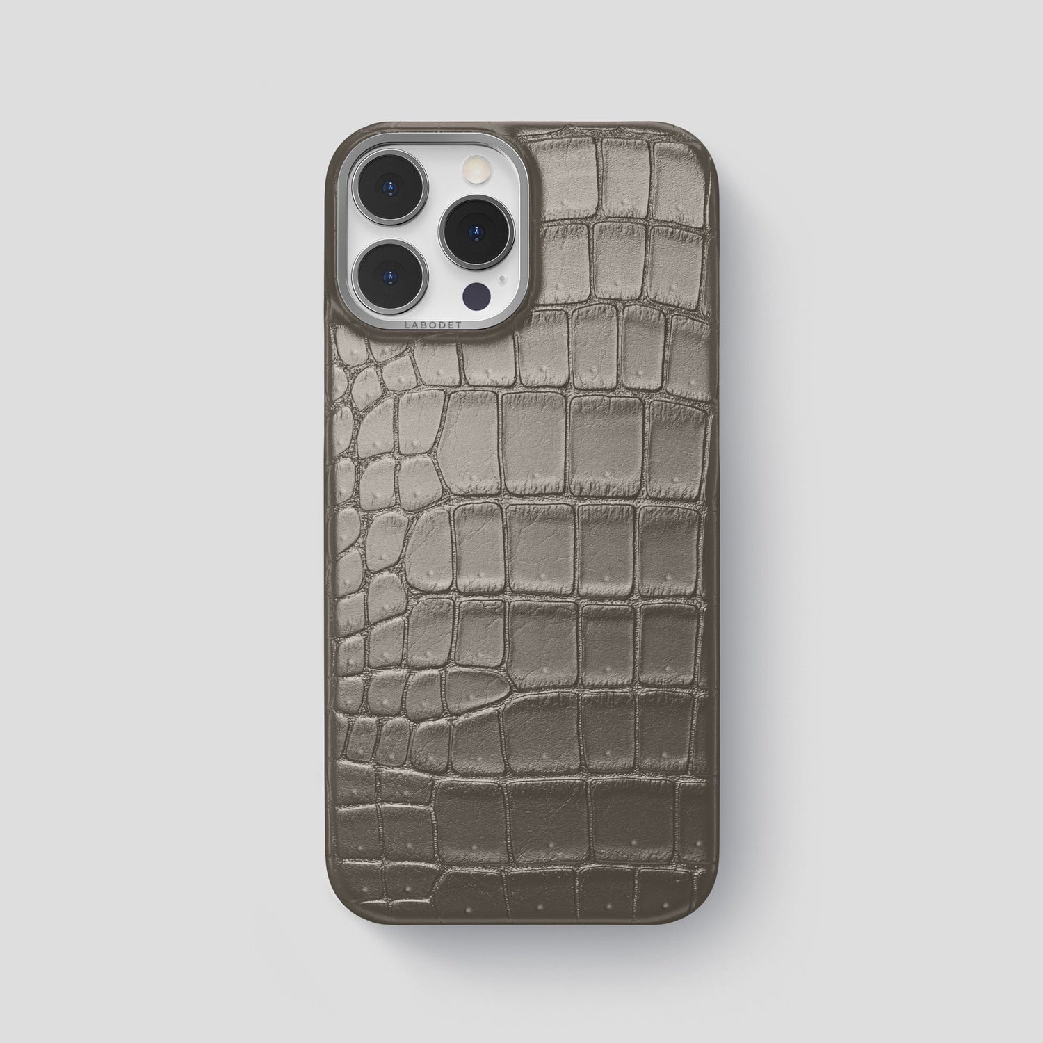 Lava-Stone iPhone 15 Pro Max Classic Case Porosus Crocodile with Steel Metal -1 | Lava-Stone-Steel