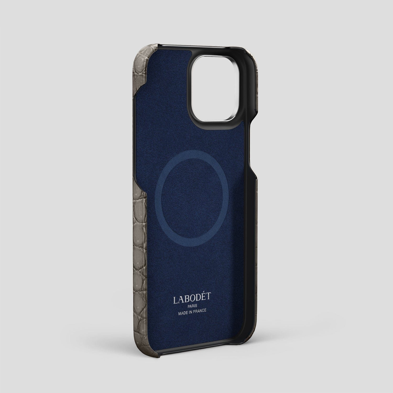 Lava-Stone iPhone 15 Pro Max Classic Case Porosus Crocodile with Steel Metal -4 | Lava-Stone-Steel