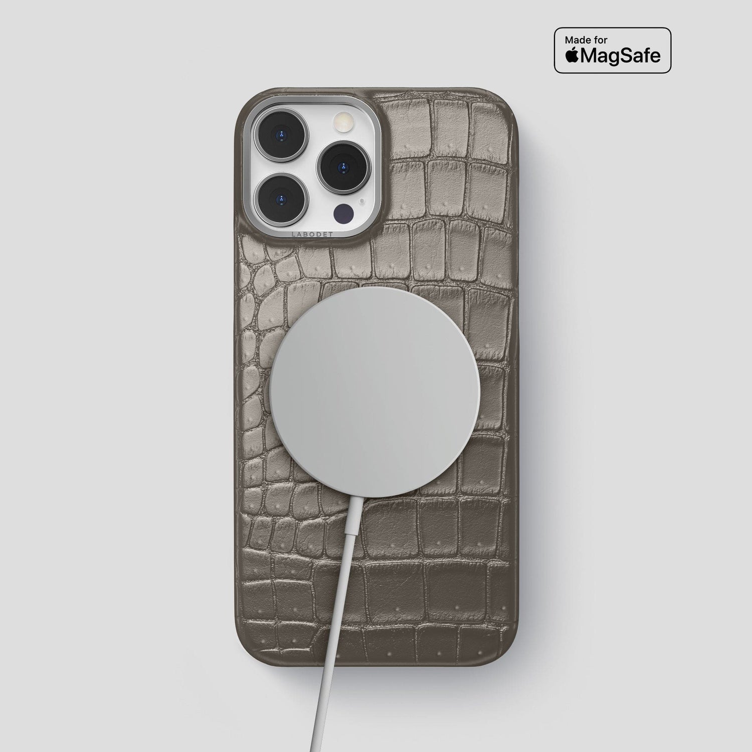 Lava-Stone iPhone 15 Pro Max Classic Case Porosus Crocodile with Steel Metal -5 | Lava-Stone-Steel
