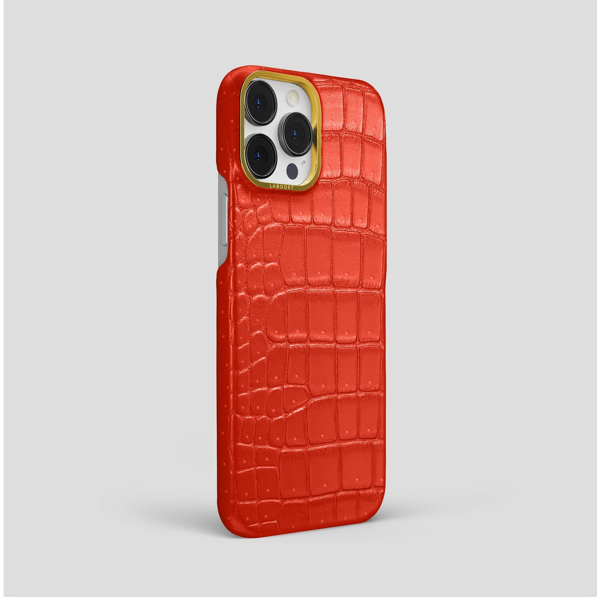 Rust iPhone 15 Pro Max Classic Case Porosus Crocodile with Gold Metal -2 | Rust-Gold