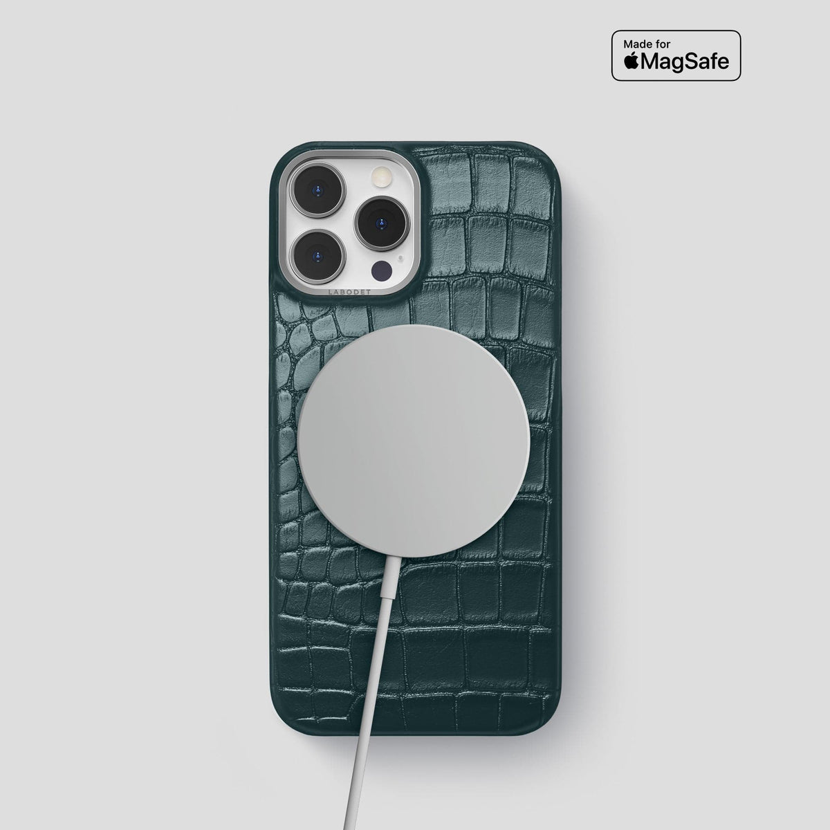 Metallic-Blue iPhone 15 Pro Classic Case Alligator with Steel Metal -5 | Metallic-Blue-Steel