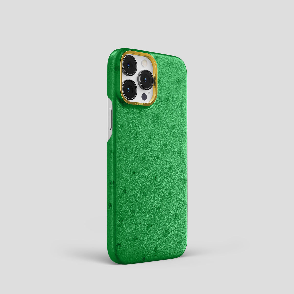 Kentucky Green iPhone 15 Pro Classic Case Ostrich with Gold Metal -2 | Kentucky-Green-Gold