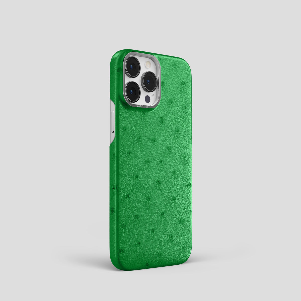 Kentucky Green iPhone 15 Pro Classic Case Ostrich with Steel Metal -2 | Kentucky-Green-Steel
