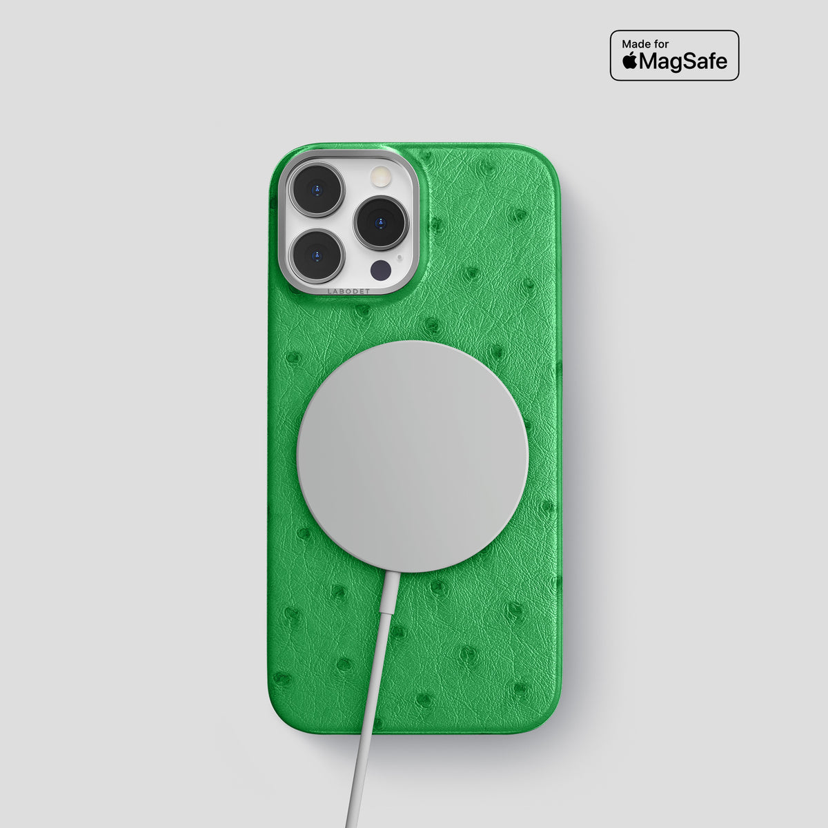 Kentucky Green iPhone 15 Pro Classic Case Ostrich with Steel Metal -4 | Kentucky-Green-Steel