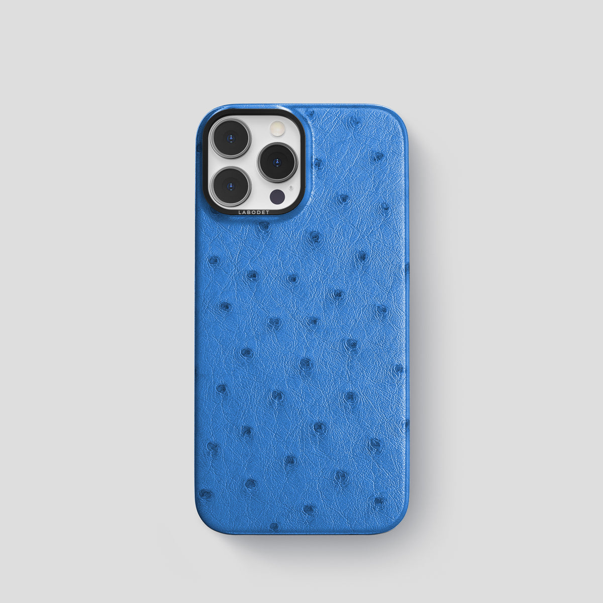Royal-Blue iPhone 15 Pro Classic Case Ostrich with Black Metal -1 | Royal-Blue-Black