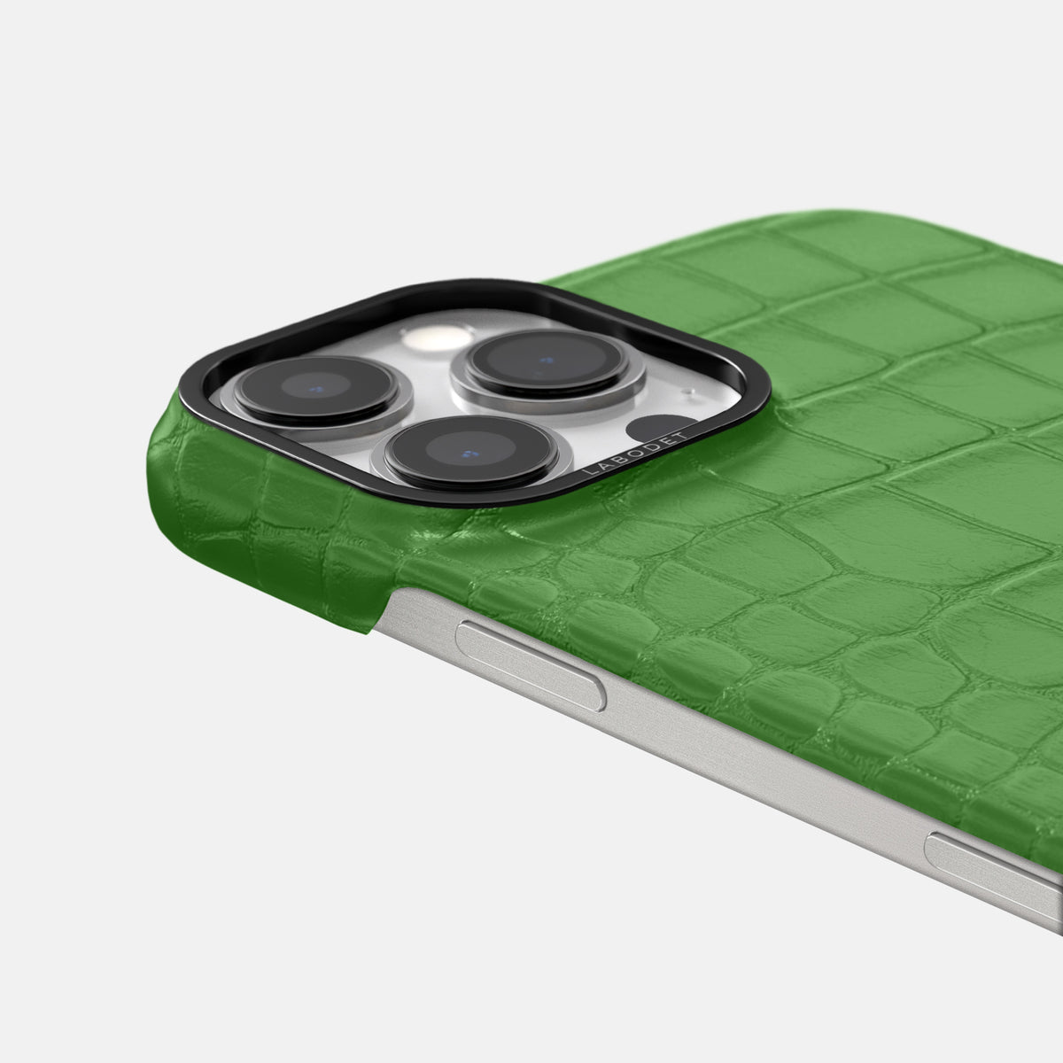 Apple-Green iPhone 16 Pro Classic Case Alligator with Black Metal -6 | Apple-Green-Black