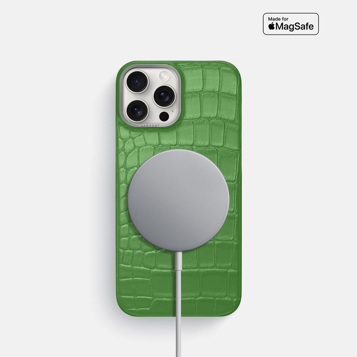 Apple-Green iPhone 16 Pro Classic Case Alligator with Steel Metal -5 | Apple-Green-Steel