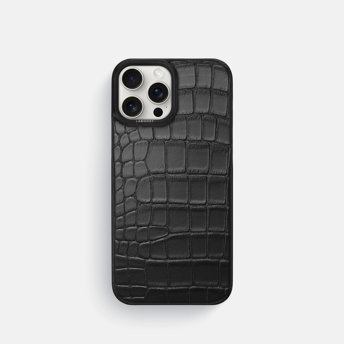 Black iPhone 16 Pro Classic Case Alligator with Black Metal -1 | Black-Black