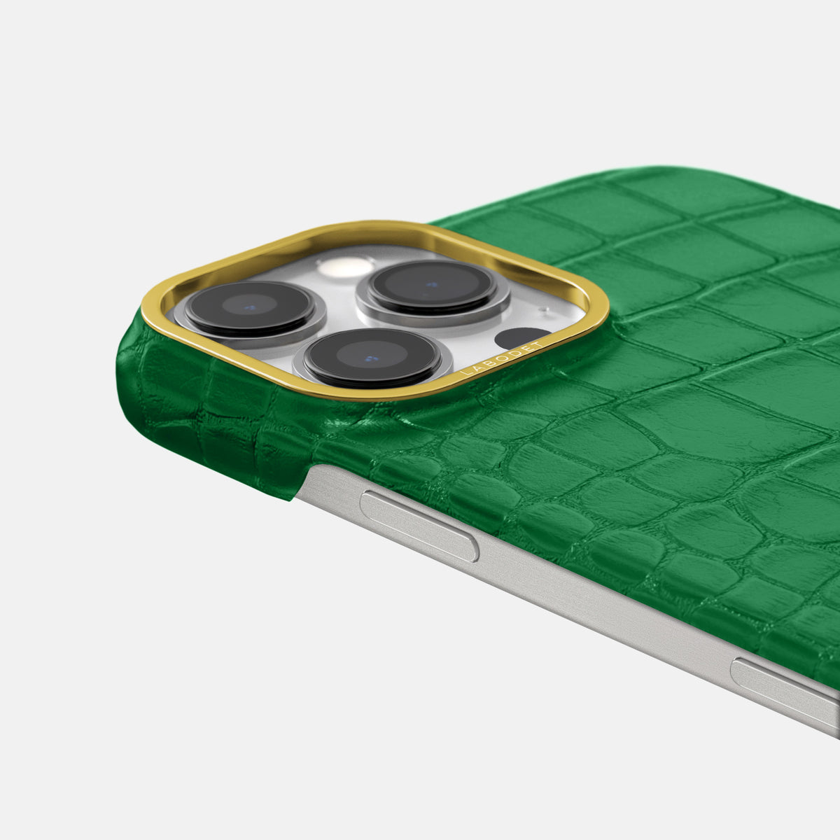 Forest-Green iPhone 16 Pro Classic Case In Alligator with Gold Metal -6 | Forest-Green-Gold