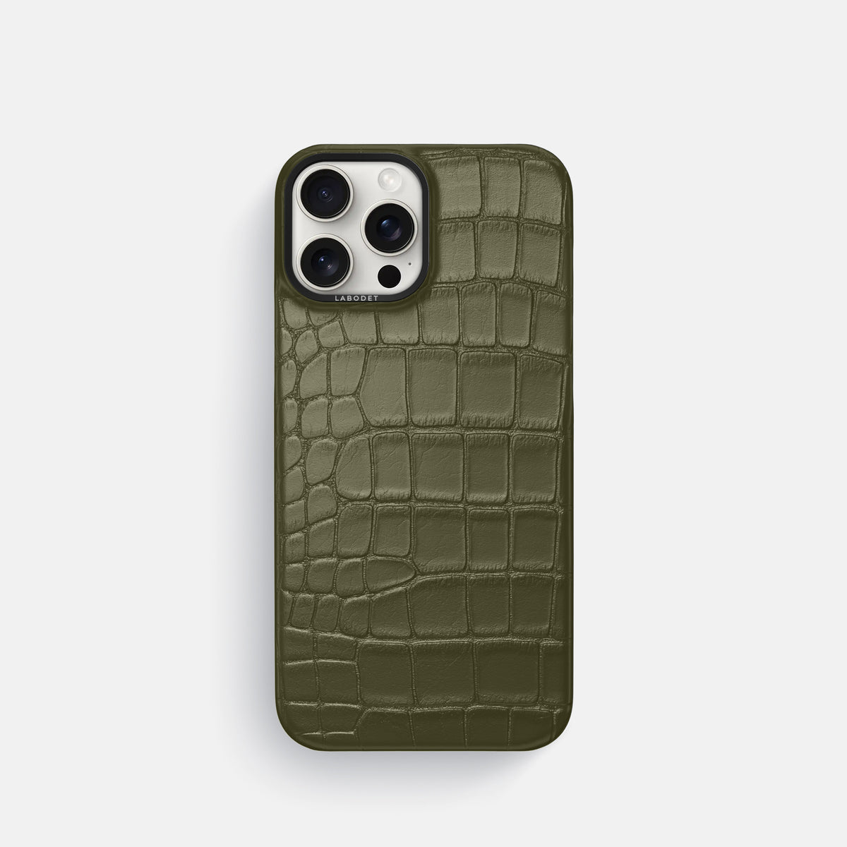 Kaki-Green iPhone 16 Pro Classic Case Alligator with Black Metal -1 | Kaki-Green-Black