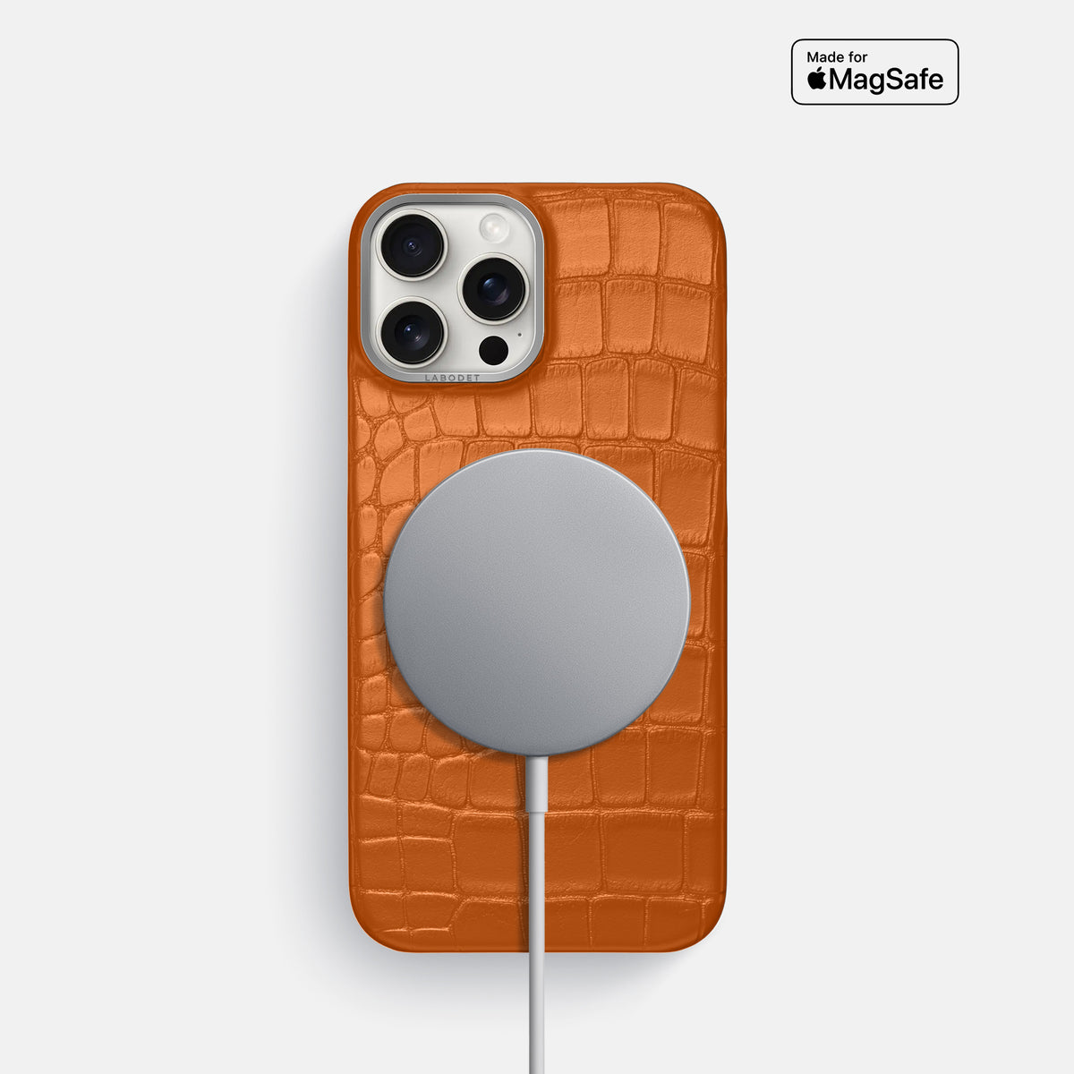 Orange iPhone 16 Pro Classic Case Alligator with Steel Metal -5 | Orange-Steel