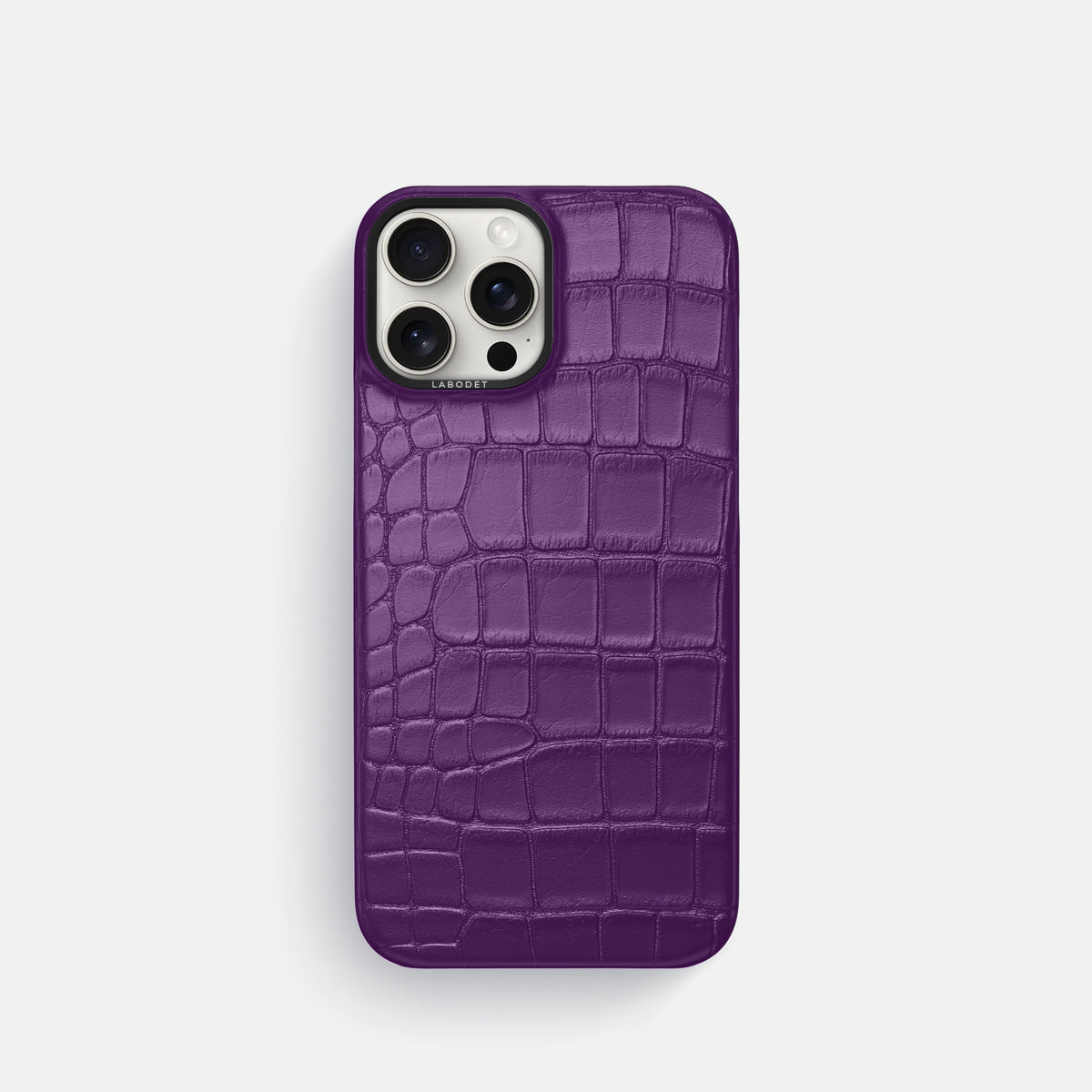 Purple iPhone 16 Pro Classic Case Alligator with Black Metal -1 | Purple-Black