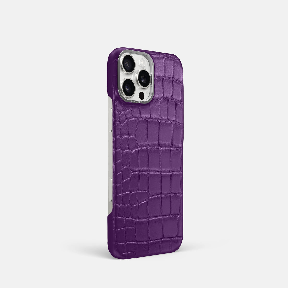 Purple iPhone 16 Pro Classic Case Alligator with Steel Metal -2 | Purple-Steel