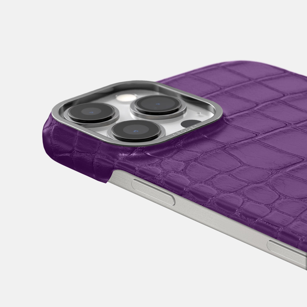 Purple iPhone 16 Pro Classic Case Alligator with Steel Metal -6 | Purple-Steel