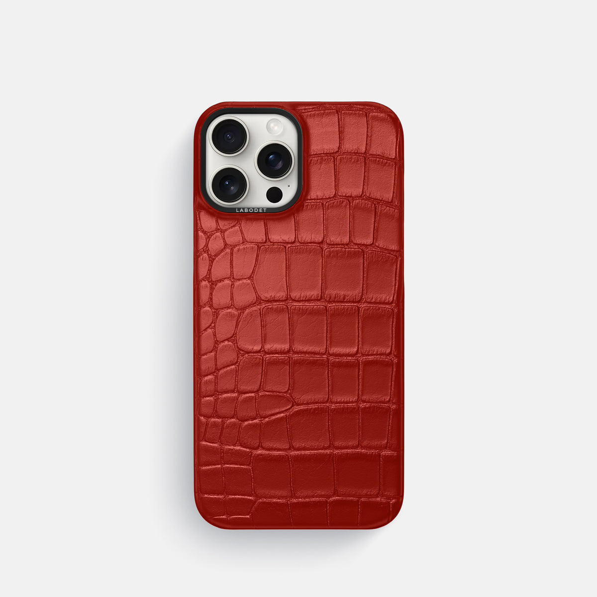 Red iPhone 16 Pro Classic Case Alligator with Black Metal -1 | Red-Black