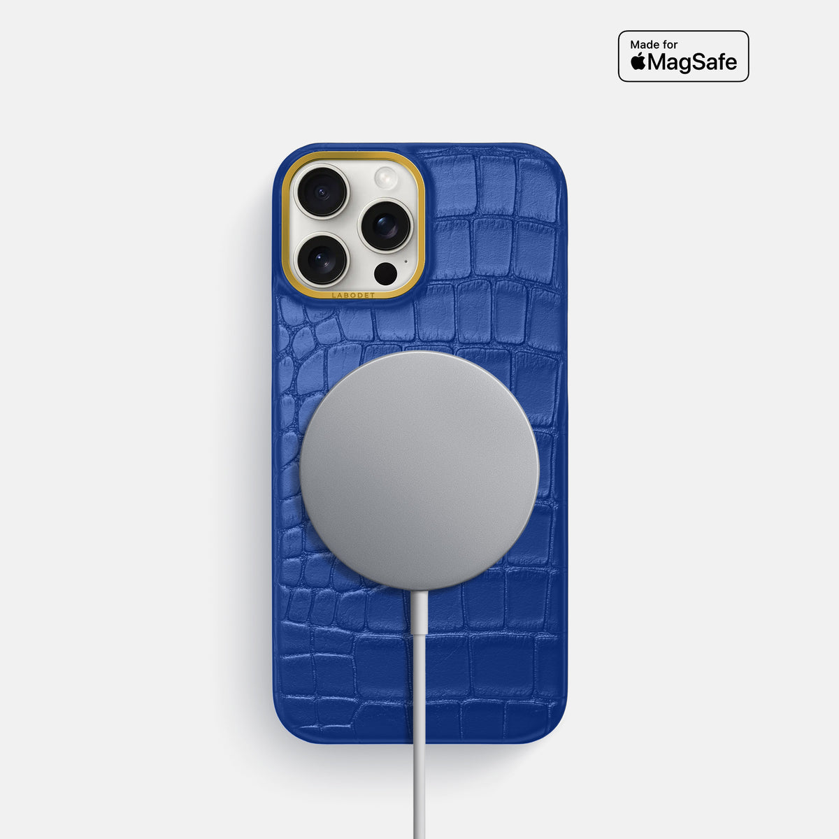 Royal Blue iPhone 16 Pro Classic Case In Alligator with Gold Metal -5 | Royal-Blue-Gold