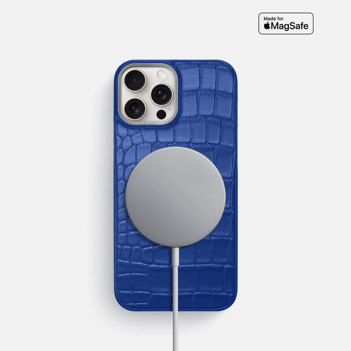 Royal Blue iPhone 16 Pro Classic Case Alligator with Steel Metal -5 | Royal-Blue-Steel