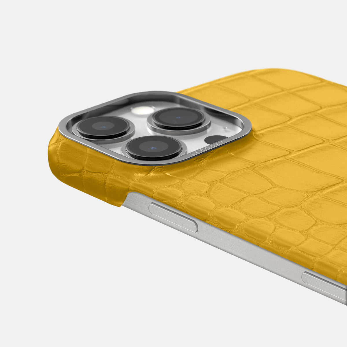 Yellow iPhone 16 Pro Classic Case Alligator with Steel Metal -6 | Yellow-Steel