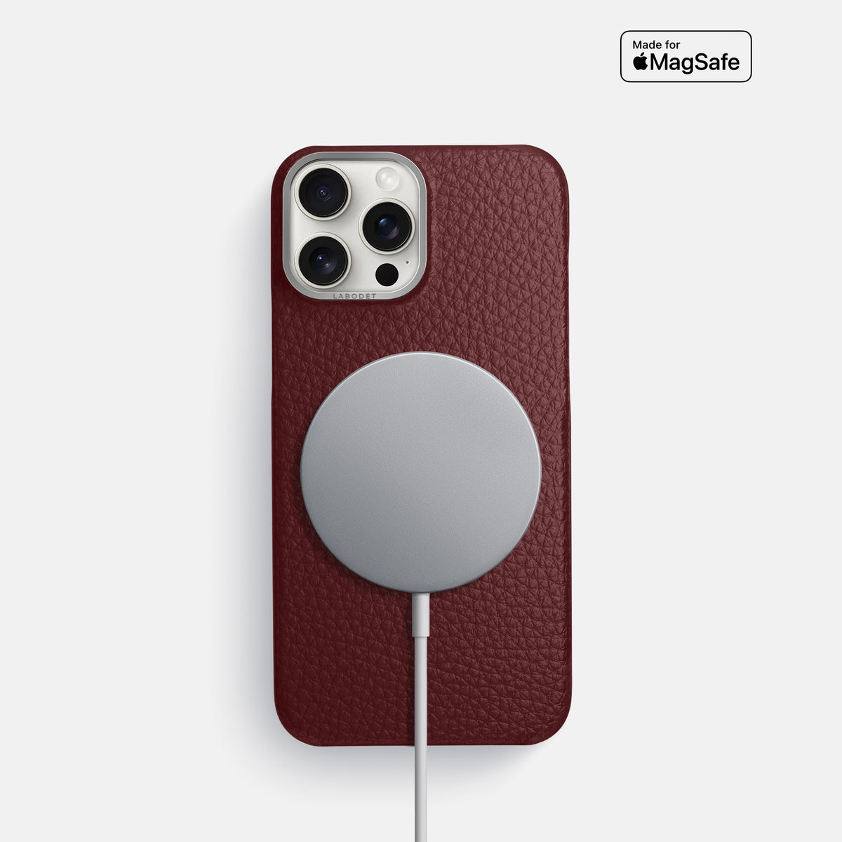 Bordeaux iPhone 16 Pro Classic Case Calf with Steel Metal -5 | Bordeaux-Steel