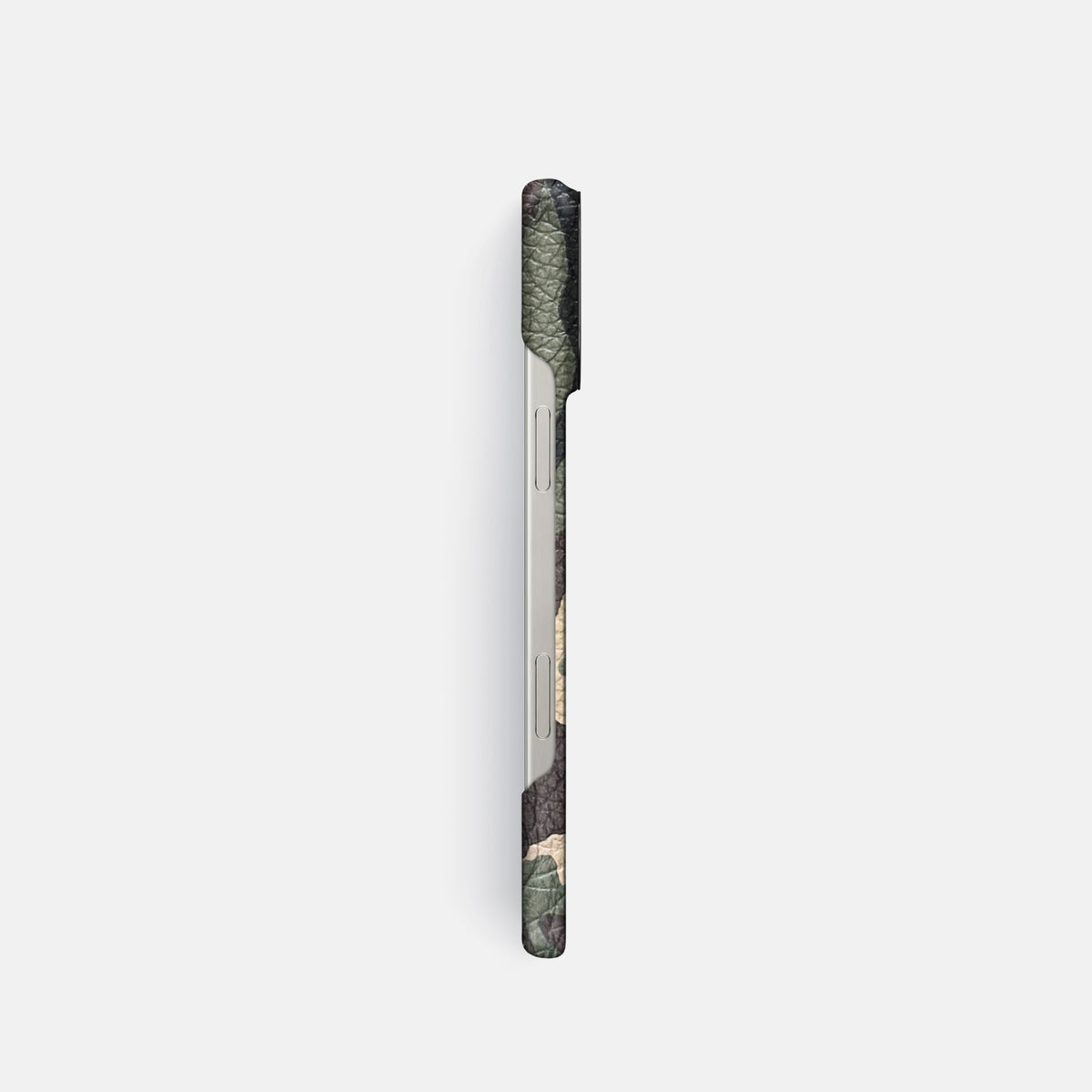 Camouflage iPhone 16 Pro Classic Case Calf with Black Metal -3 | Camouflage-Black