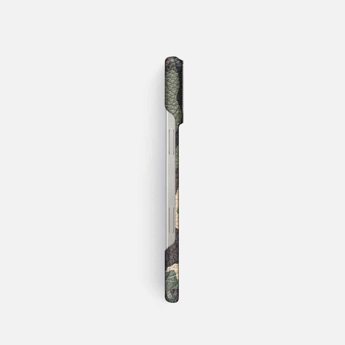 Camouflage iPhone 16 Pro Classic Case Calf with Steel Metal -3 | Camouflage-Steel