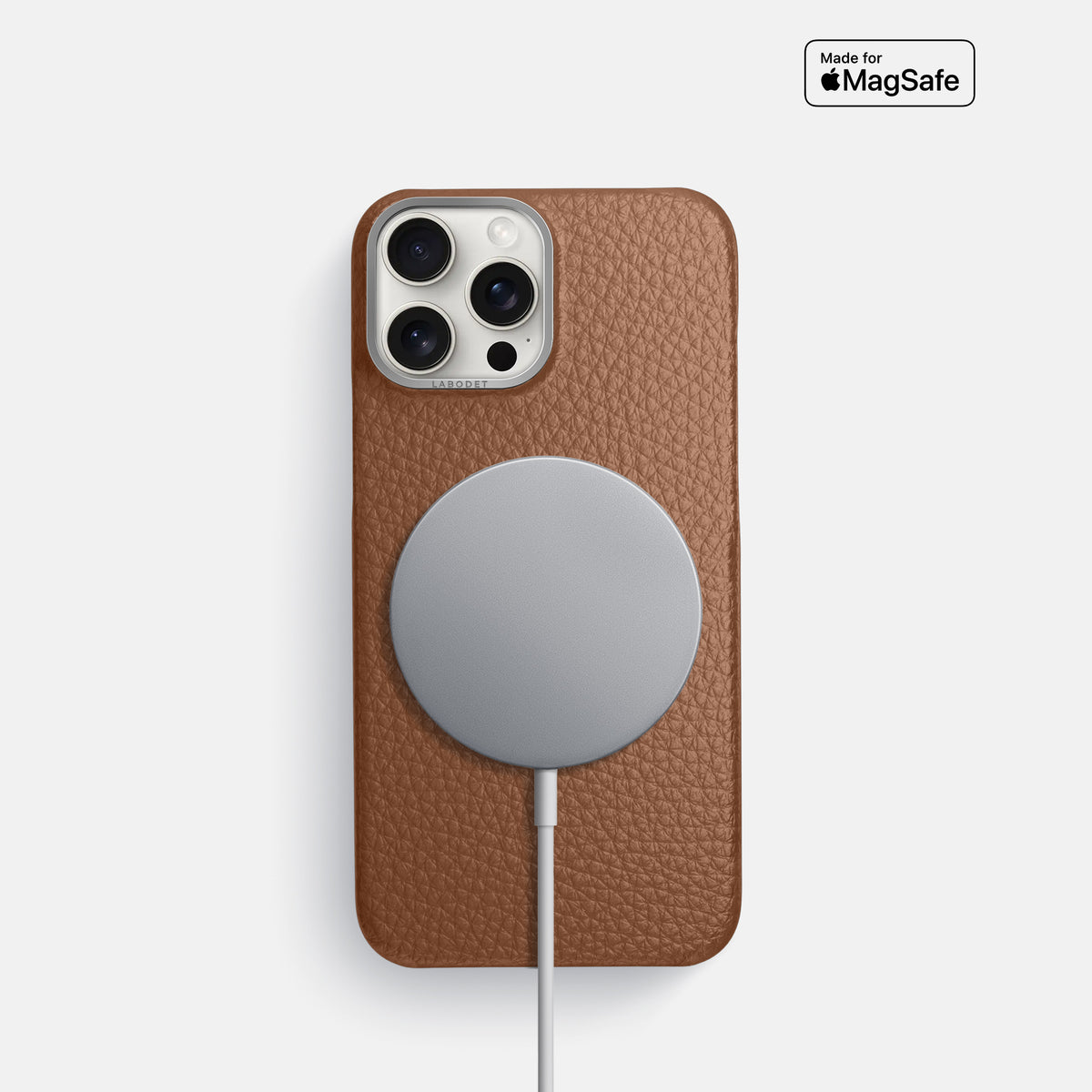 Caramel iPhone 16 Pro Classic Case Calf with Steel Metal -5 | Caramel-Steel