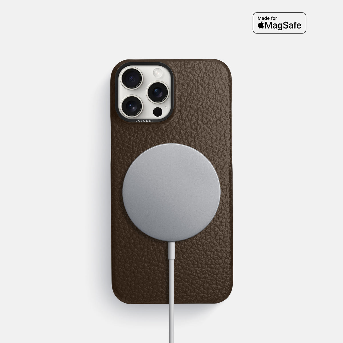 Dark Brown iPhone 16 Pro Classic Case Calf with Black Metal -5 | Dark-Brown-Black