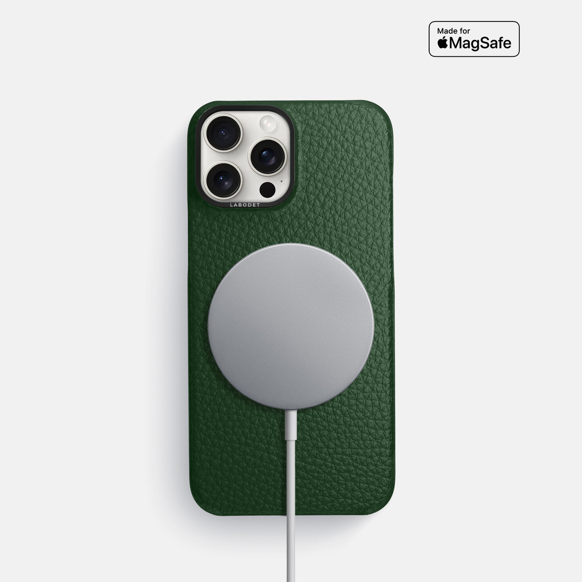 Dark Green iPhone 16 Pro Classic Case Calf with Black Metal -5 | Dark-Green-Black