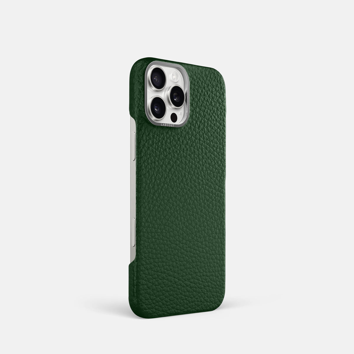 Dark Green iPhone 16 Pro Classic Case Calf with Steel Metal -2 | Dark-Green-Steel